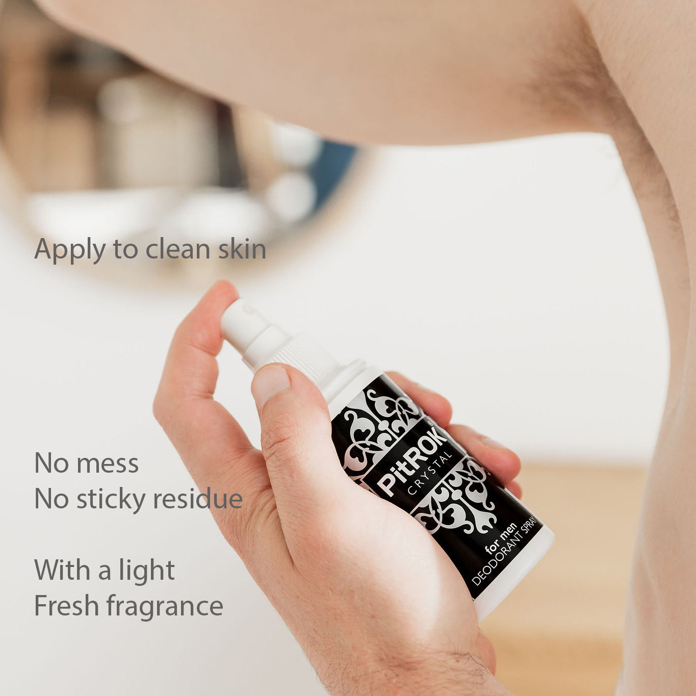 PitROK Crystal Natural Deodorant Spray 100ml - for Men