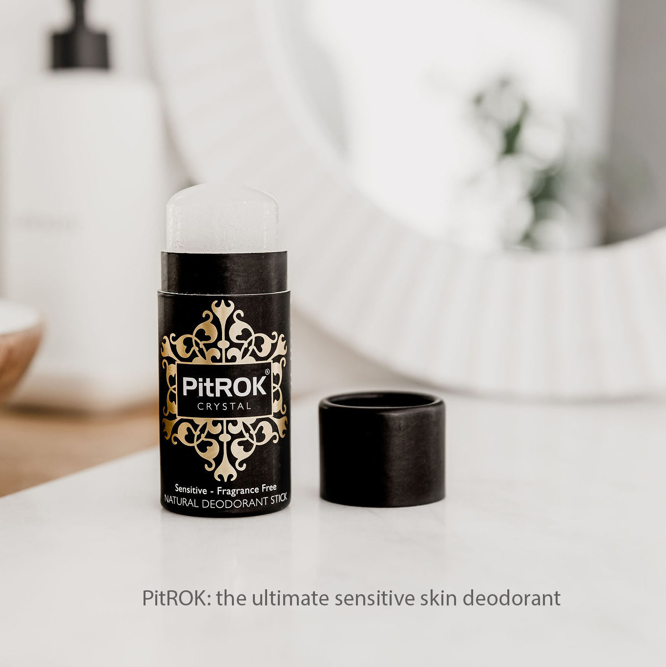 PitROK Crystal Natural Deodorant Stick 100g - CARDBOARD TUBE 'Push-Up' Format. Ready to use or use to refill your PitROK original holder.