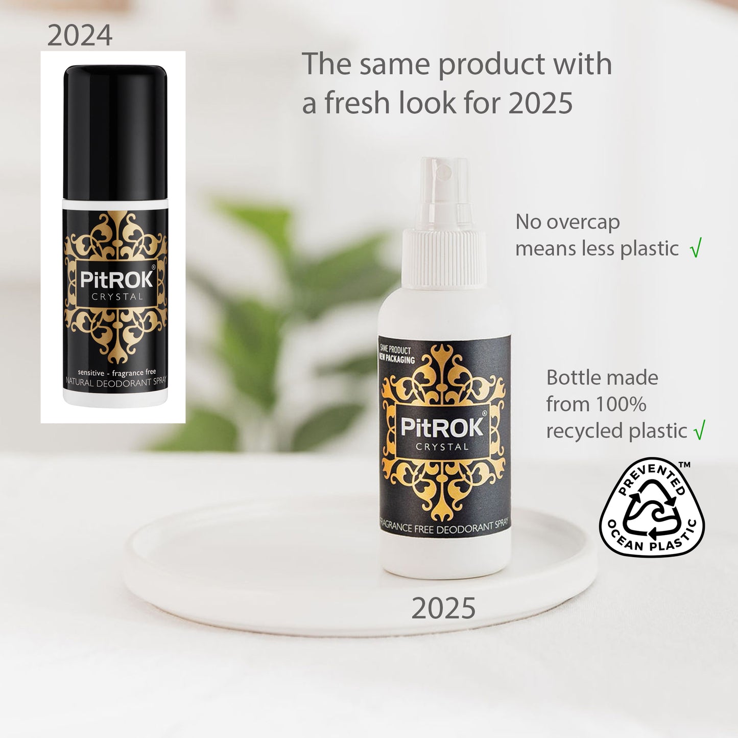 PitROK Crystal Deodorant 100ml Pump Spray (Fragrance Free / Gender Neutral)