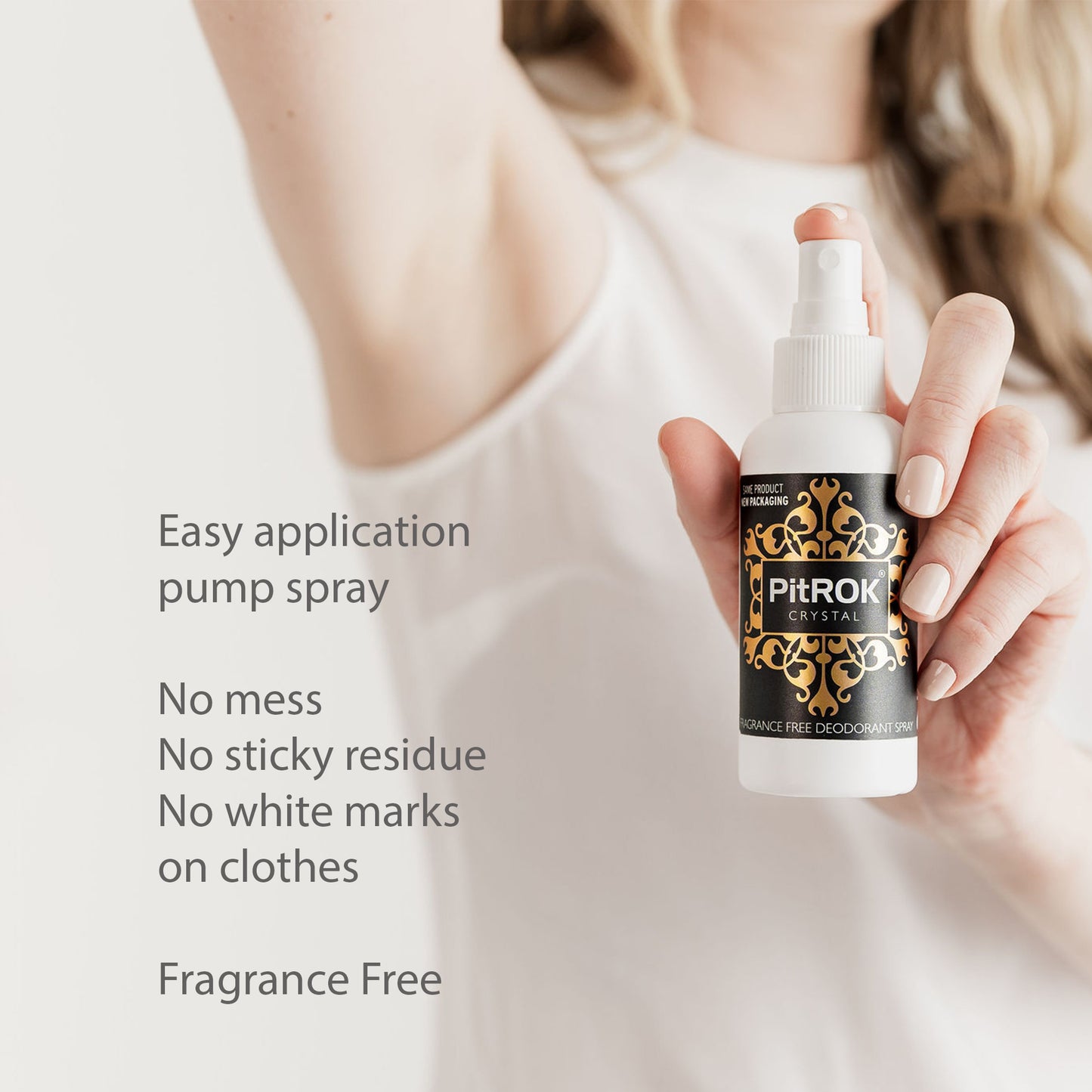 PitROK Crystal Deodorant 100ml Pump Spray (Fragrance Free / Gender Neutral)