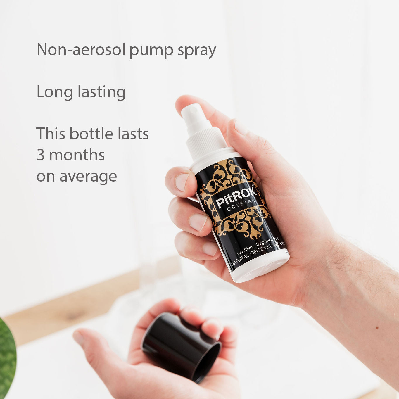 PitROK Crystal Natural Spray Deodorant 100ml (Fragrance Free / Gender Neutral)